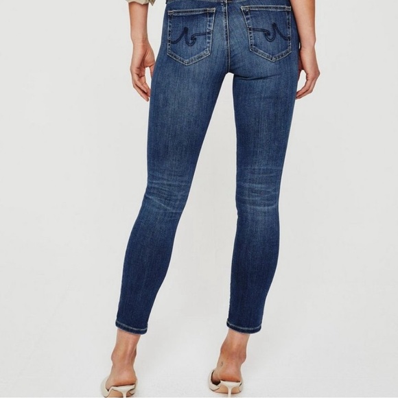 Ag Adriano Goldschmied Denim - AG Adriano Goldschmied Prima Mid-rise Cigarette Ankle Cropped Blue Jeans 29R